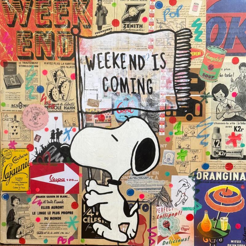 Painting Week end is comming by Kikayou | Painting Pop-art Acrylic, Gluing, Graffiti Pop icons