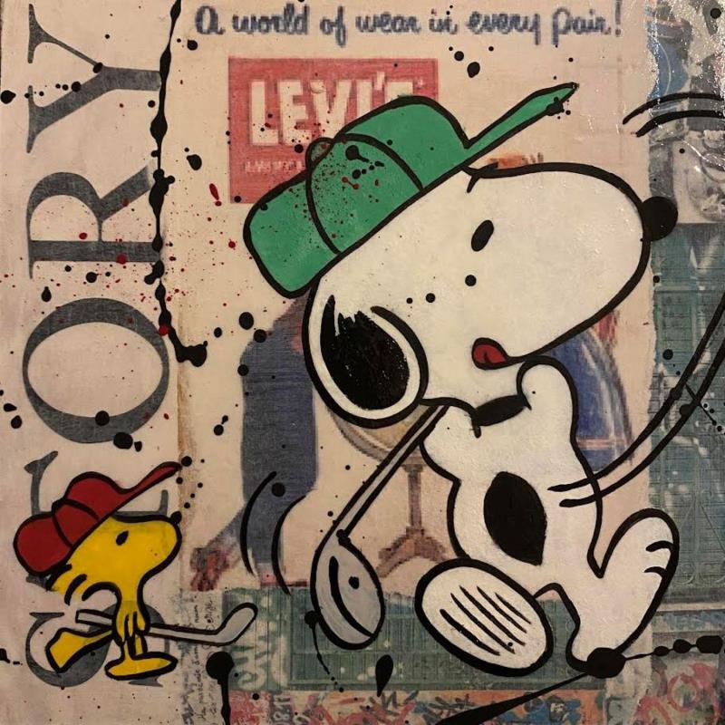 Painting F2  Partie de golf by Marie G.  | Painting Pop-art Acrylic, Gluing, Wood Pop icons