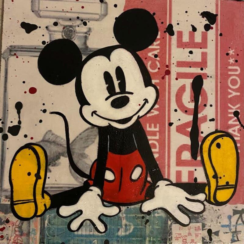 Painting F2  Mickey by Marie G.  | Painting Pop-art Acrylic, Gluing, Wood Pop icons