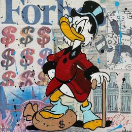 Painting F4  gardien de ses dollars ! by Marie G.  | Painting Pop-art Acrylic, Gluing, Wood Pop icons