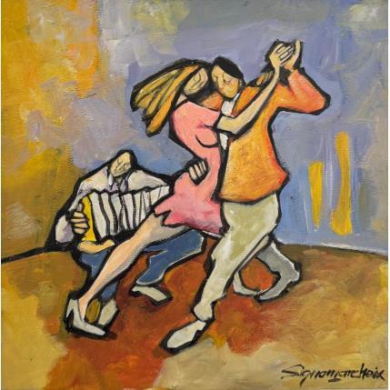 Painting Tango de rue by Signamarcheix Bernard | Painting Naive art Acrylic, Ink, Pastel