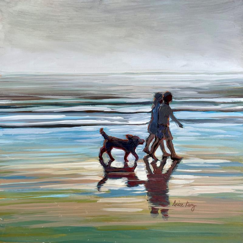 Painting Lumière métallique by Alice Roy | Painting Figurative Acrylic Landscapes, Life style, Marine, Pop icons
