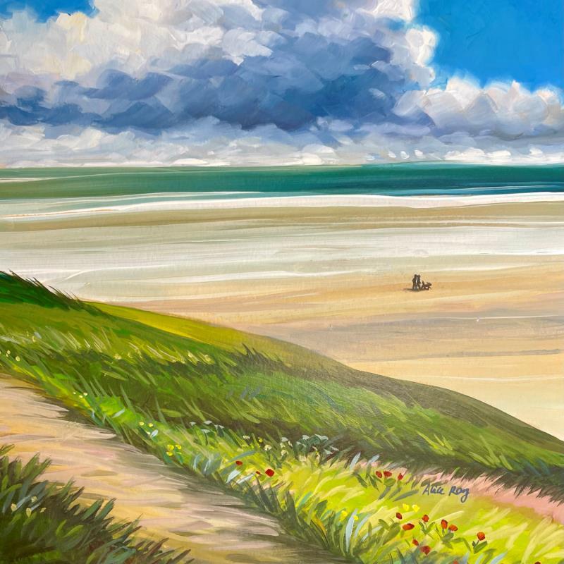 Painting La plage à l’infini by Alice Roy | Painting Figurative Acrylic Landscapes, Marine