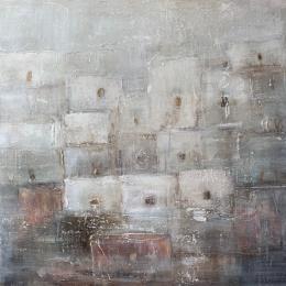 Gemälde Blue Skyline von Solveiga | Gemälde  Acryl