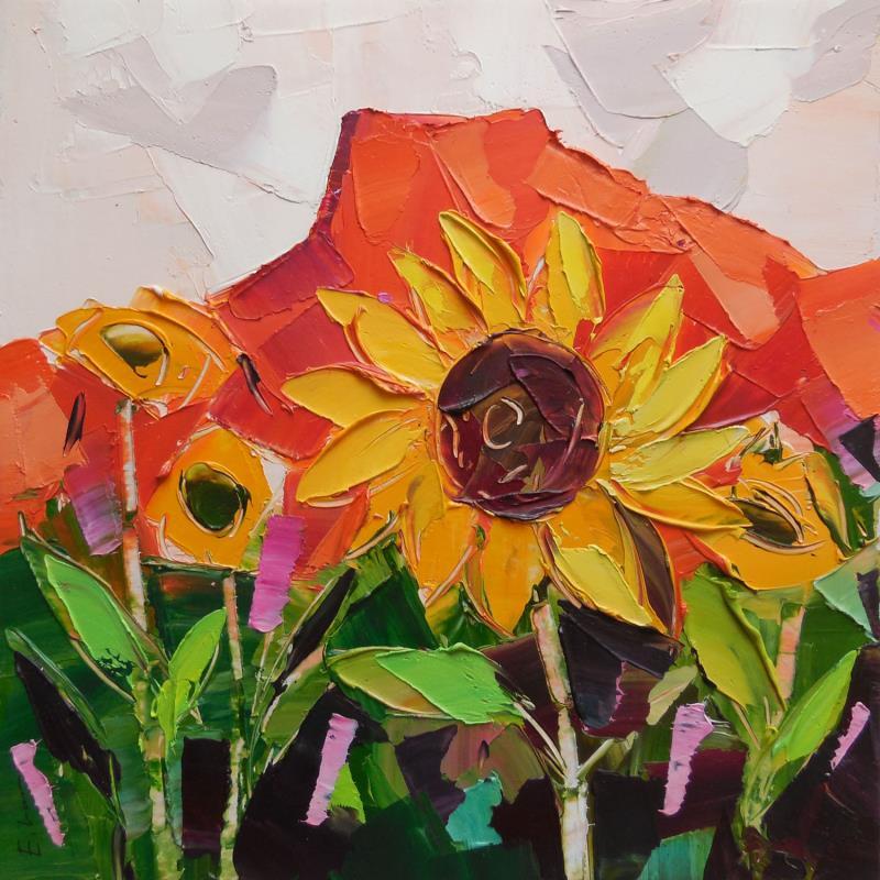 Painting Sunflowers by Lunetskaya Elena | Painting Impressionism Oil Landscapes, Minimalist, Nature, Pop icons