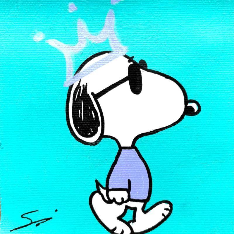 Painting SNOOPY THE FLUOR KING by Mestres Sergi | Painting Pop-art Acrylic, Graffiti Child, Minimalist, Pop icons