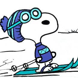 Painting SNOOPY  IN FLUOR SKI by Mestres Sergi | Painting Pop-art Acrylic, Graffiti Child, Minimalist, Pop icons