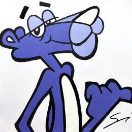 Painting VIOLET FLUOR PANTHERE  by Mestres Sergi | Painting Pop-art Acrylic, Graffiti Child, Minimalist, Pop icons