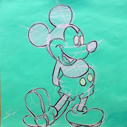 Painting MICKEY FLUOR EYES by Mestres Sergi | Painting Pop-art Acrylic, Graffiti Child, Pop icons