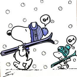Painting SNOOPY IN FLUOR SNOW by Mestres Sergi | Painting Pop-art Acrylic, Graffiti Child, Pop icons