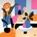 Painting Watching from the Sofa by Birsak Mariah | Painting Figurative Animals Architecture Still-life Acrylic