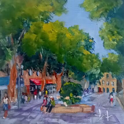 Painting Promenade sur le cours Mirabeau à Aix  by Degabriel Véronique | Painting Figurative Oil Landscapes, Life style, Urban