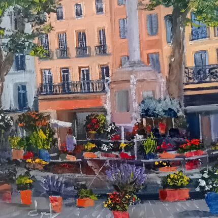 Painting Marché aux fleurs place de l'hôtel de ville à Aix  by Degabriel Véronique | Painting Figurative Oil Landscapes