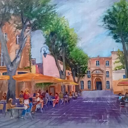 Painting Place de l'archevêché à Aix  by Degabriel Véronique | Painting Figurative Oil Landscapes