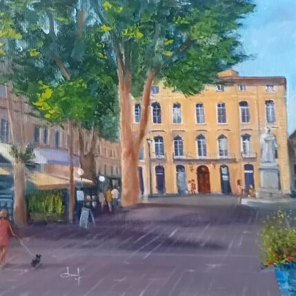 Painting Statue du roi René à Aix  by Degabriel Véronique | Painting Figurative Oil Landscapes