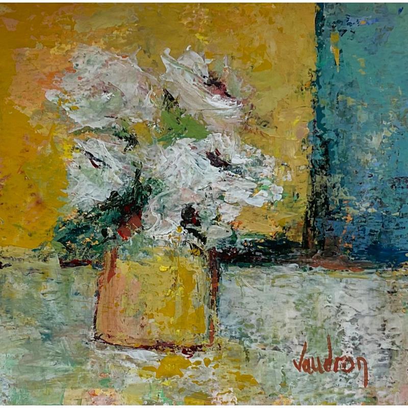 Painting Les anémones au pot jaune by Vaudron | Painting Figurative Gouache Nature