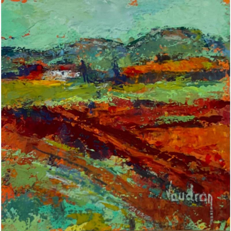 Painting L'automne à Puget by Vaudron | Painting Figurative Gouache Landscapes