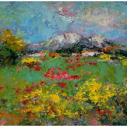 Painting Devant la Sainte Victoire by Vaudron | Painting Figurative Gouache Landscapes