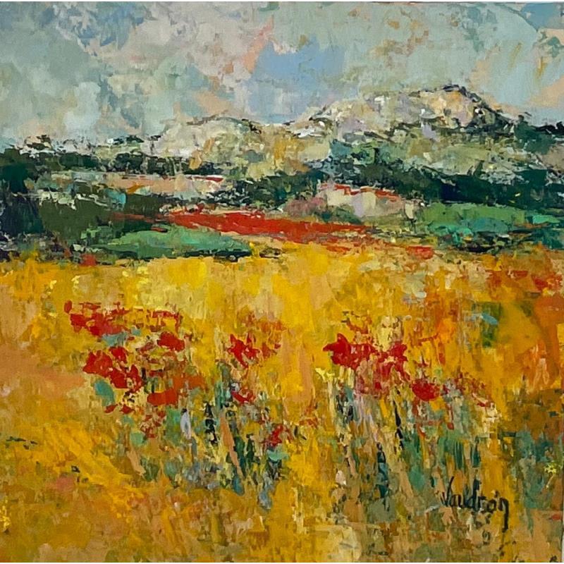 Painting Lever du jour à Lauris by Vaudron | Painting Figurative Gouache Landscapes