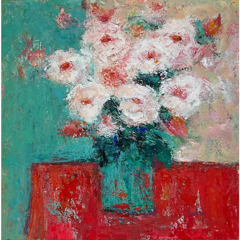 Painting Les premières roses by Vaudron | Painting Figurative Gouache Still-life