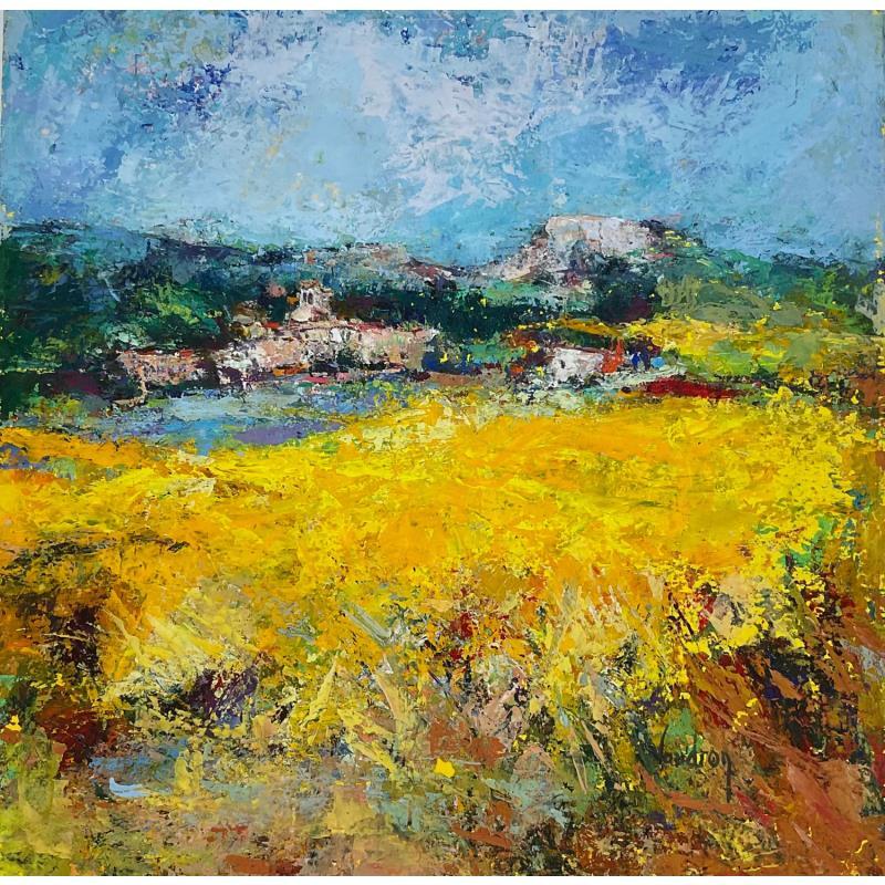 Painting Banon l'été en Provence by Vaudron | Painting Figurative Gouache Landscapes