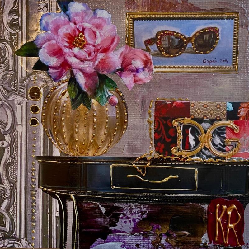 Peinture Dolce Gabbana 2  par Romanelli Karine | Tableau Figuratif Acrylique, Collage, Feuille d'or, Papier, Pastel, Posca Mode, Urbain