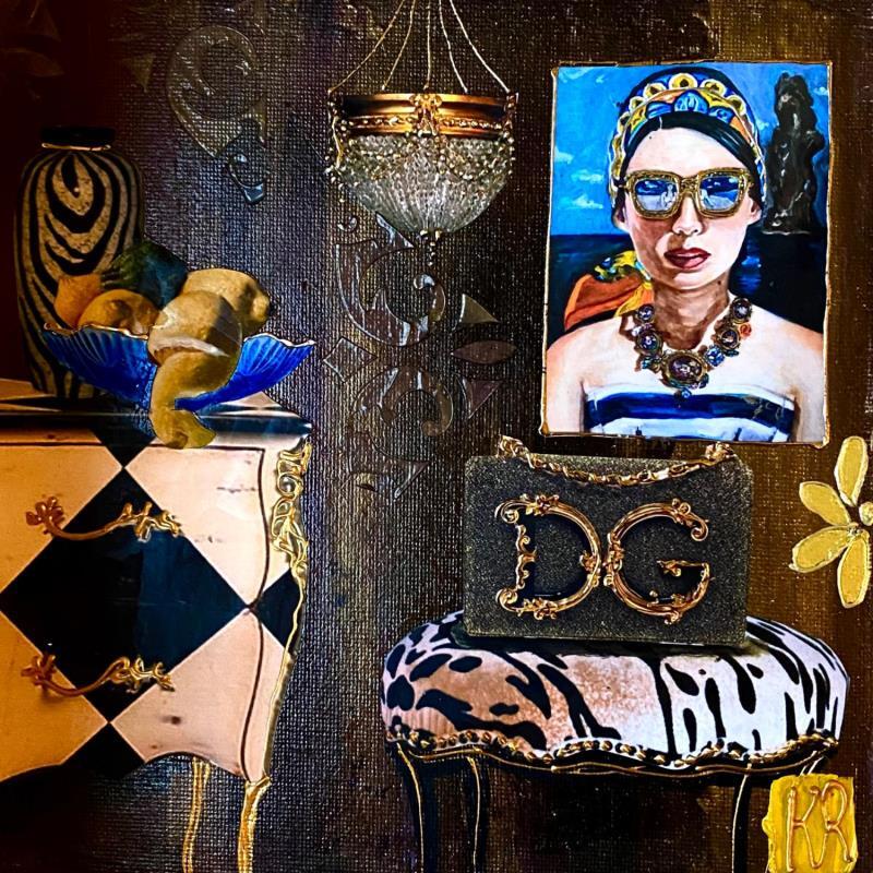 Painting Dolce Gabbana  by Romanelli Karine | Painting Figurative Acrylic, Gluing, Gold leaf, Paper, Pastel, Posca Mode, Pop icons