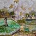 Painting Le temps de la promenade  by Romanelli Karine | Painting Figurative Landscapes Urban Life style Acrylic Gluing Posca Pastel Gold leaf Paper