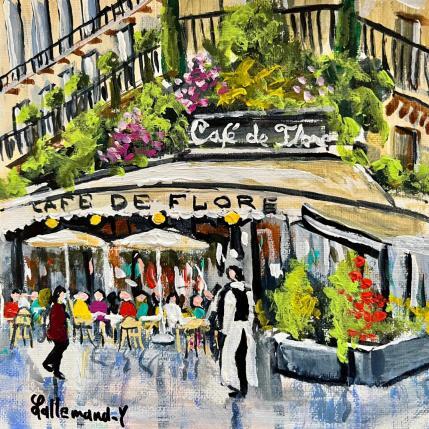Painting Café de Flore by Lallemand Yves | Painting Figurative Acrylic Urban
