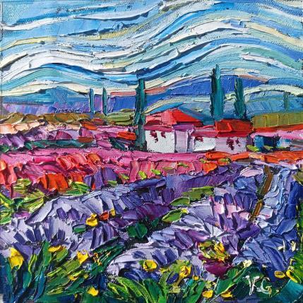 Painting Lavender and magic sky by Georgieva Vanya | Painting Figurative Oil Landscapes, Pop icons