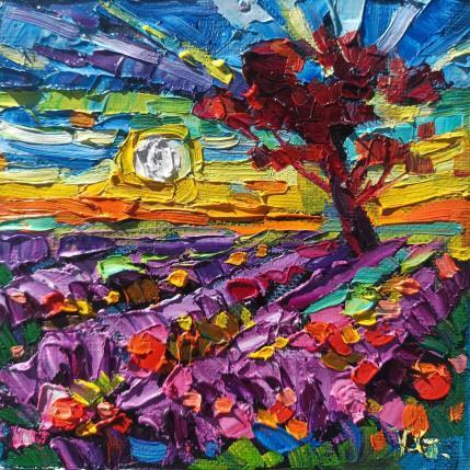 Painting Lavender at sunset  by Georgieva Vanya | Painting Figurative Oil Landscapes