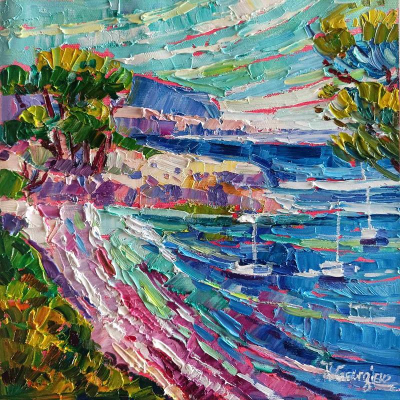 Painting Beach of Provence  by Georgieva Vanya | Painting Figurative Landscapes Oil
