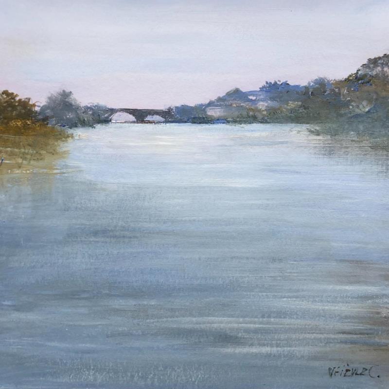 Painting La Loire à Tours  by Fièvre Véronique | Painting Figurative Landscapes Nature Acrylic