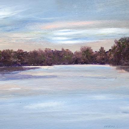 Painting Lumière du soir sur la Loire  by Fièvre Véronique | Painting Figurative Acrylic Landscapes, Nature, Pop icons