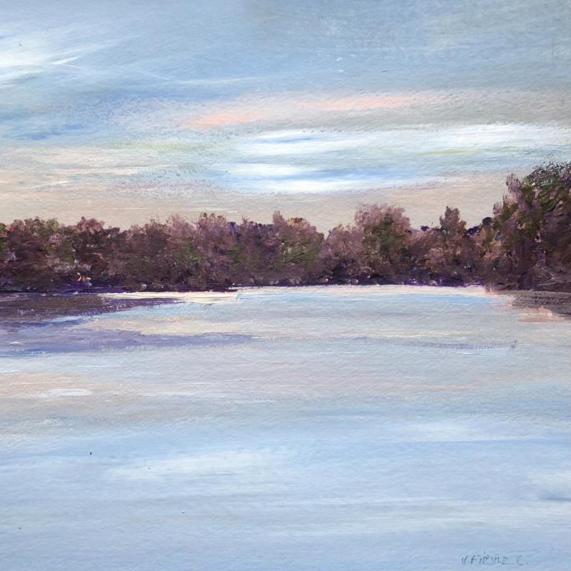 Painting Lumière du soir sur la Loire  by Fièvre Véronique | Painting Figurative Acrylic Landscapes, Nature, Pop icons