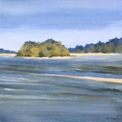 Painting La Loire à La Chapelle sur Loire by Fièvre Véronique | Painting Figurative Acrylic Landscapes, Nature