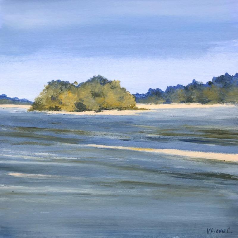 Painting La Loire à La Chapelle sur Loire by Fièvre Véronique | Painting Figurative Acrylic Landscapes, Nature