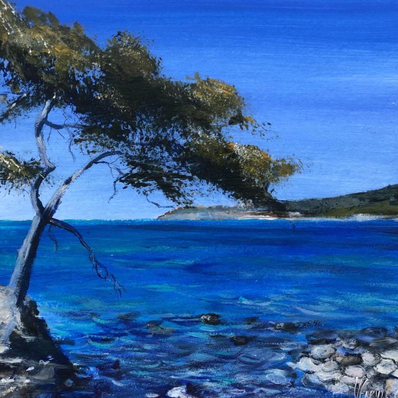 Painting Pin dans les calanques by Fièvre Véronique | Painting Figurative Acrylic Marine, Nature