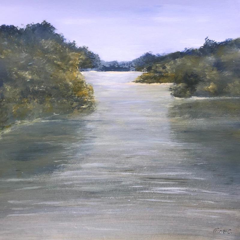 Painting Sérénité en bord de Loire  by Fièvre Véronique | Painting Figurative Acrylic Landscapes, Nature