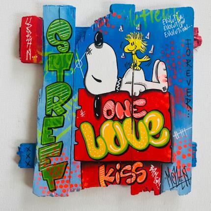 Painting One Love by Molla Nathalie  | Painting Pop-art Acrylic, Posca, Wood Pop icons