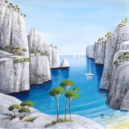 Painting AQ48 CALANQUE AUX TROIS PINS by Burgi Roger | Painting Figurative Acrylic Landscapes, Marine, Nature
