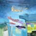 Peinture Ici coule une rivière - 1 par Lau Blou | Tableau Abstrait Paysages Acrylique Collage Pastel Feuille d'or
