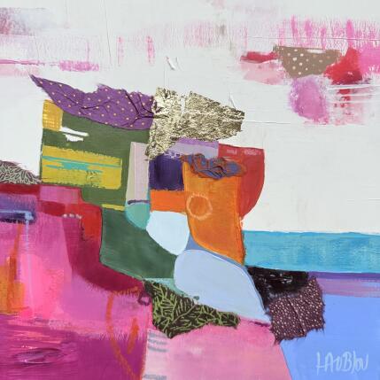 Painting ST25-0520 by Lau Blou | Painting Abstract Acrylic, Gluing, Gold leaf, Pastel Landscapes