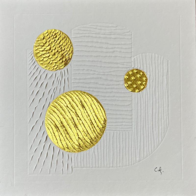 Peinture You love sun city par Caitrin Alexandre | Tableau Art naïf Encre, Feuille d'or, Papier Minimaliste