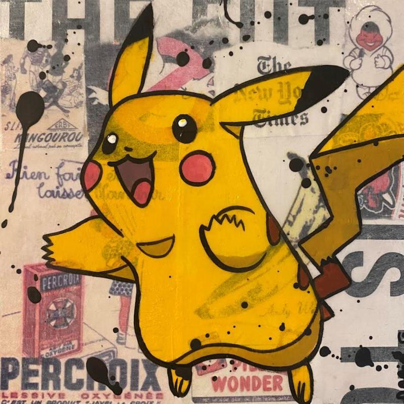 Painting F1  Pikachu by Marie G.  | Painting Pop-art Acrylic, Gluing, Wood Pop icons