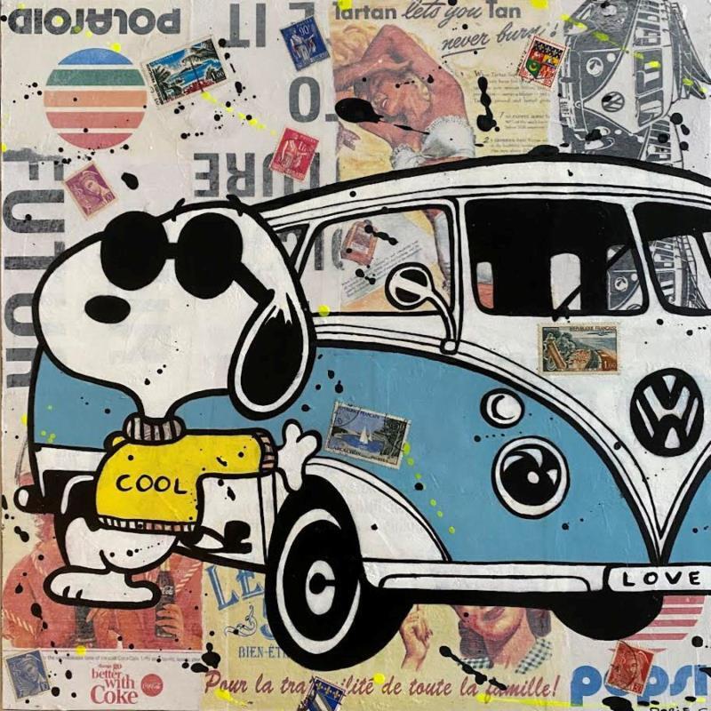 Painting F4  l'aventure en van by Marie G.  | Painting Pop-art Acrylic, Gluing, Wood Pop icons
