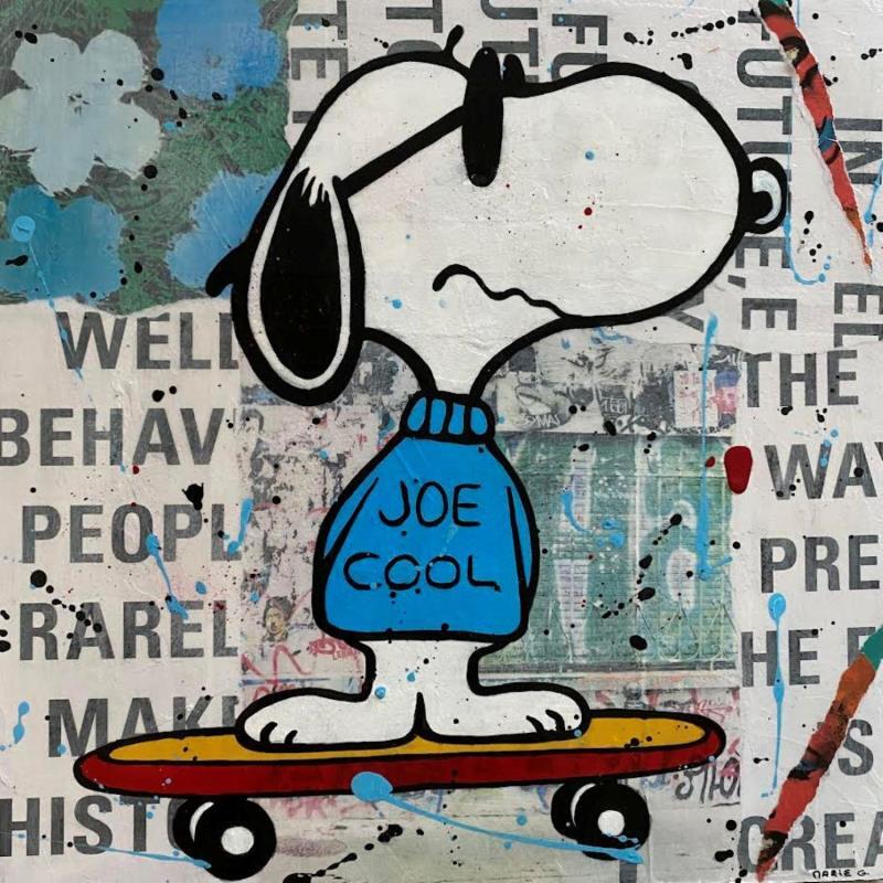 Painting F4  Joe cool skate by Marie G.  | Painting Pop-art Acrylic, Gluing, Wood Pop icons