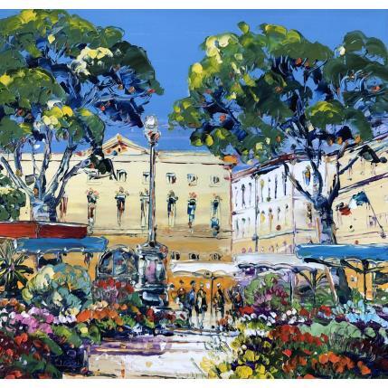 Peinture Fleurs à la mairie, Aix par Corbière Liisa | Tableau Figuratif Huile Paysages