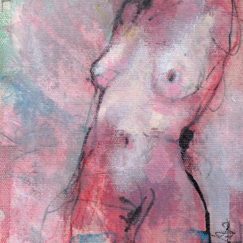 Painting L'éveil des courbes by Bergues Laurent | Painting Figurative Acrylic, Charcoal, Ink, Paper, Watercolor Nude