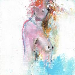 Painting Fusion et lumière by Bergues Laurent | Painting Figurative Acrylic, Charcoal, Paper, Watercolor Nude